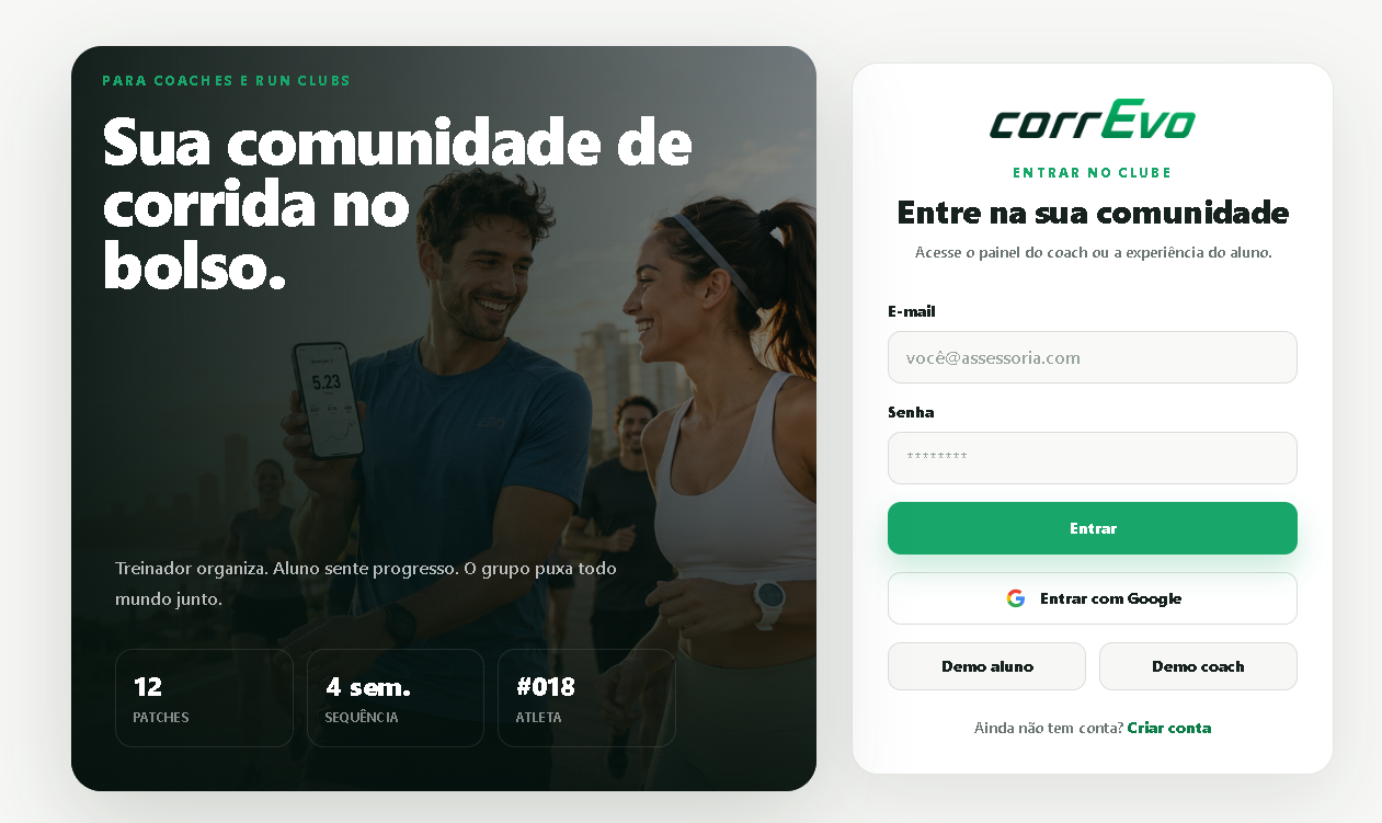 Página inicial do projeto Correvo